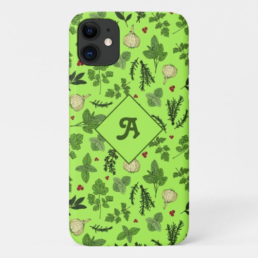 Green Kitery Garden Kräutern Design Monogram Case-Mate iPhone Hülle (Rückseite)