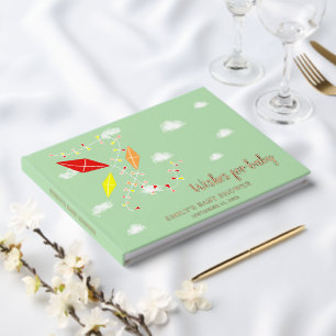 Green Kites Baby Dusche Gold Foil Wünsche für Baby Gästebuch