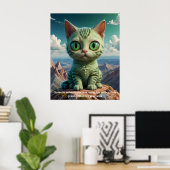 Green Kittens Galactic Adventures Poster (Heimbüro)