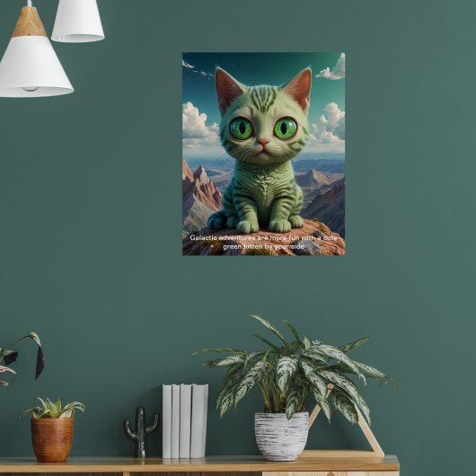 Green Kittens Galactic Adventures Poster (Wohnzimmer 1)