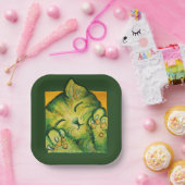 Green Kitty Cat Caturday Art kitten Designs Pappteller (Party)