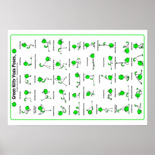 Green Kitty Yoga Posen Poster (Vorne)