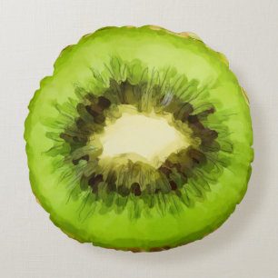 Green Kiwi Fruit Rundes Kissen