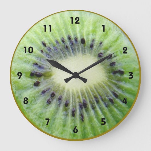 Green Kiwi Wand Uhr mit Zahlen (Vorderseite)