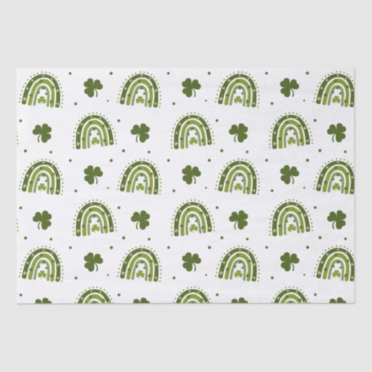 Green Kleeblatt Boho Rainbow St.Patrick's Day Seidenpapier (Vorderseite)