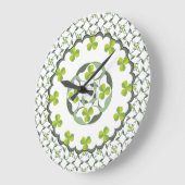 Green Kleeblatt Clover Celtic Pattern Große Wanduhr (Winkel)