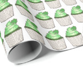 Green Kleeblatt Clover Cupcake St. Patrick's Day Geschenkpapier (Rolleneckpunkt)