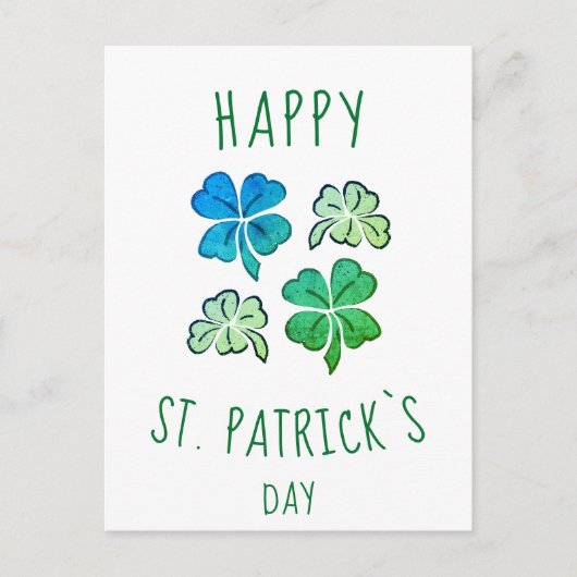 Green Kleeblatt Clover Happy St Patrick`s Day Postkarte (Vorderseite)