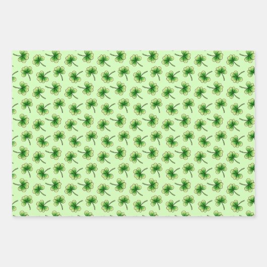 Green Kleeblatt Clover Leaf St Patricks Day Geschenkpapier Set (Vorderseite 3)