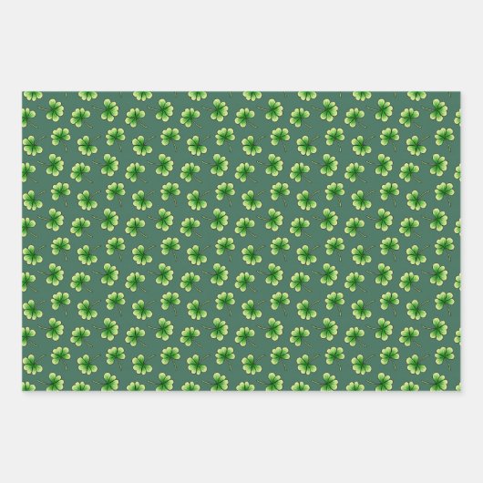 Green Kleeblatt Clover Leaf St Patricks Day Geschenkpapier Set (Vorderseite 2)