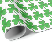 Green Kleeblatt Clover Lucky St. Patrick's Day Luc Geschenkpapier (Rolleneckpunkt)