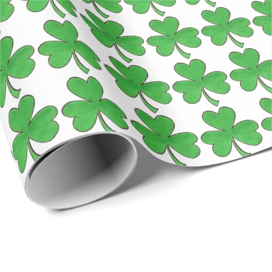 Green Kleeblatt Clover Lucky St. Patrick's Day Luc Geschenkpapier (Rolleneckpunkt)