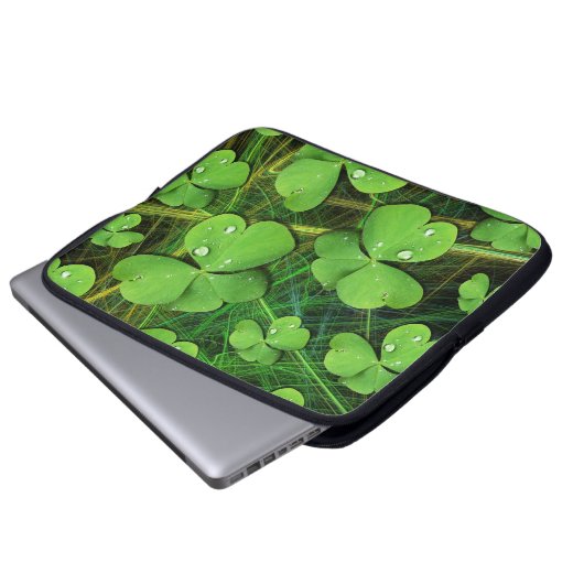 Green Kleeblatt Clover St Patrick's Day Laptop Sle Laptopschutzhülle (Vorne Knopf)