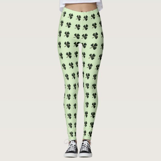 Green Kleeblatt Clover St Patricks Day Leggings (Vorderseite)