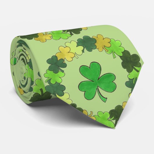 Green Kleeblatt Clover Wreath Irish St. Paddy's Kr Krawatte (Gerollt)