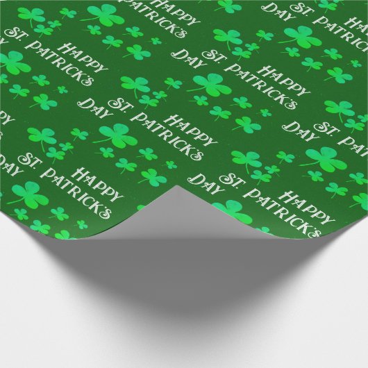 Green Kleeblatt Clovers Happy St Patrick`s Day Geschenkpapier (Ecke)