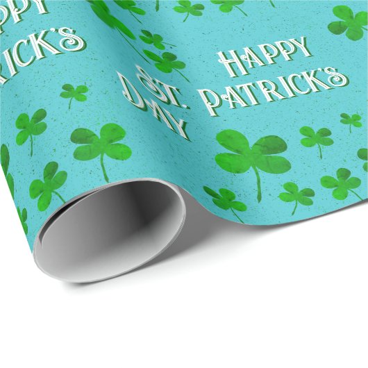 Green Kleeblatt Clovers Happy St Patrick`s Day Geschenkpapier (Rolleneckpunkt)