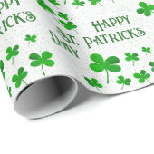 Green Kleeblatt Clovers Happy St Patrick`s Day Geschenkpapier (Rolleneckpunkt)