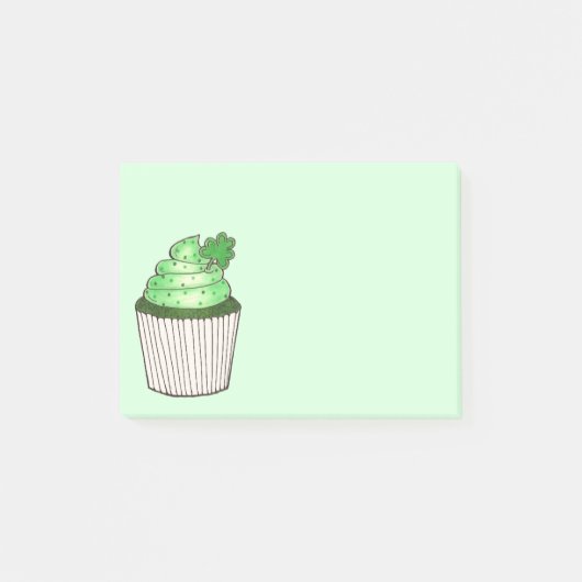 Green Kleeblatt Cupcake St. Patrick's Day Feinschm Post-it Klebezettel (Vorderseite)