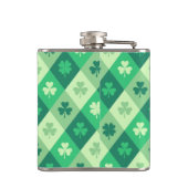 Green Kleeblatt Custom Monogram St Patricks Day Flachmann (Rückseite)