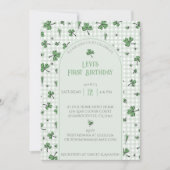 Green Kleeblatt Erstes Geburtstag Foto Einladung (Vorderseite)