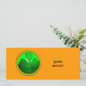 GREEN KLEEBLATT GEMSTONE ,ST PATRICK'S DAY PARTY EINLADUNG (Stehend Vorderseite)