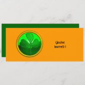 GREEN KLEEBLATT GEMSTONE ,ST PATRICK'S DAY PARTY EINLADUNG (Vorne/Hinten)