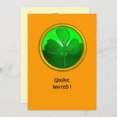 GREEN KLEEBLATT GEMSTONE ,ST PATRICK'S DAY PARTY EINLADUNG (Vorne/Hinten)
