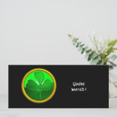 GREEN KLEEBLATT GEMSTONE ,ST PATRICK'S DAY PARTY EINLADUNG (Stehend Vorderseite)