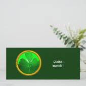 GREEN KLEEBLATT GEMSTONE ,ST PATRICK'S DAY PARTY EINLADUNG (Stehend Vorderseite)