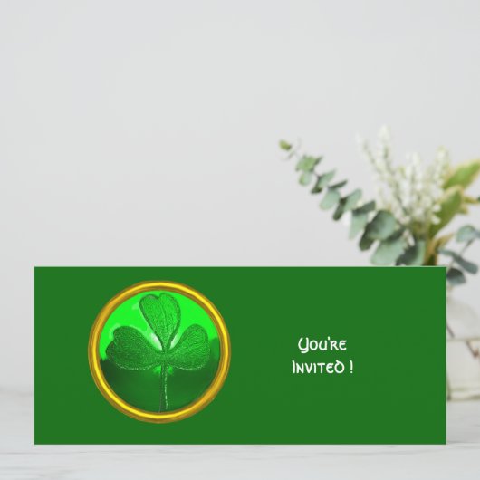 GREEN KLEEBLATT GEMSTONE ,ST PATRICK'S DAY PARTY EINLADUNG (Stehend Vorderseite)