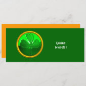 GREEN KLEEBLATT GEMSTONE ,ST PATRICK'S DAY PARTY EINLADUNG (Vorne/Hinten)