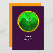 GREEN KLEEBLATT GEMSTONE ,ST PATRICK'S DAY PARTY EINLADUNG (Vorne/Hinten)