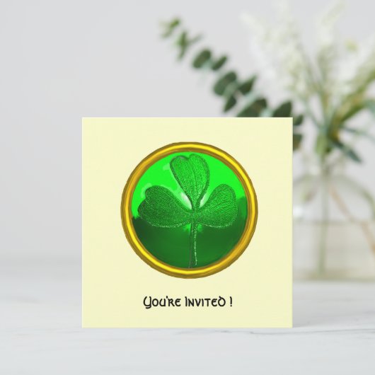 GREEN KLEEBLATT GEMSTONE ,ST PATRICK'S DAY PARTY EINLADUNG (Stehend Vorderseite)