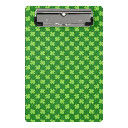 Green Kleeblatt Glitzer Mini Klemmbrett (Vorderseite)