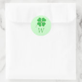 Green Kleeblatt Gold Dots Monogram Wedding Siegel Runder Aufkleber (Tasche)