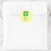 Green Kleeblatt Gold Dots Monogram Wedding Siegel Runder Aufkleber (Tasche)