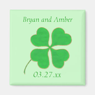 Green Kleeblatt Gold Dots, Speichern Sie das Datum Magnet