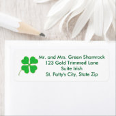 Green Kleeblatt Gold Dots Trim Address Labels (Insitu)
