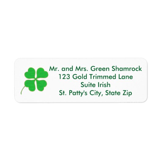 Green Kleeblatt Gold Dots Trim Address Labels (Vorne)