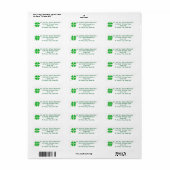 Green Kleeblatt Gold Dots Trim Address Labels (Vorne)