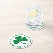 Green Kleeblatt Happy St. Patrick's Day Party Runder Pappuntersetzer (Vor Ort)