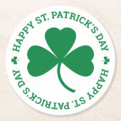 Green Kleeblatt Happy St. Patrick's Day Party Runder Pappuntersetzer (Vorderseite)