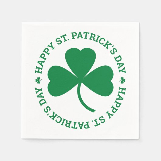 Green Kleeblatt Happy St. Patrick's Day Party Serviette (Vorderseite)