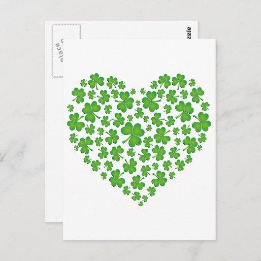 Green Kleeblatt Heart Postkarte (Vorne/Hinten)