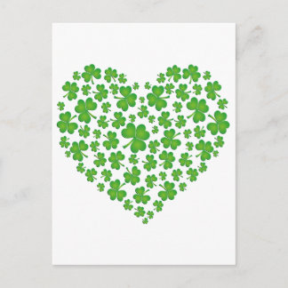Green Kleeblatt Heart Postkarte