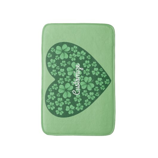 Green Kleeblatt Heart St Patrick's Day Badematte (Vorderseite Vertikal)
