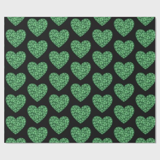 Green Kleeblatt Heart St Patrick's Day Geschenkpapier (Flach)