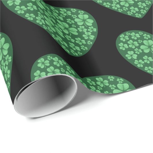 Green Kleeblatt Heart St Patrick's Day Geschenkpapier (Rolleneckpunkt)