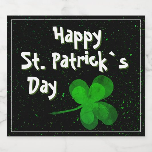 Green Kleeblatt Irish Happy St Patrick`s Day Bierflaschenetikett (Einzelnes Label)